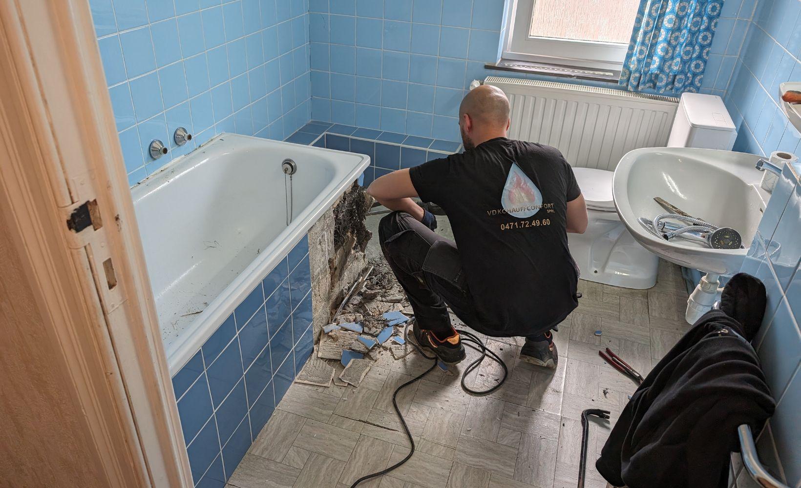 Travaux de renovation salle de bain a ixelles avec le plombier vdk